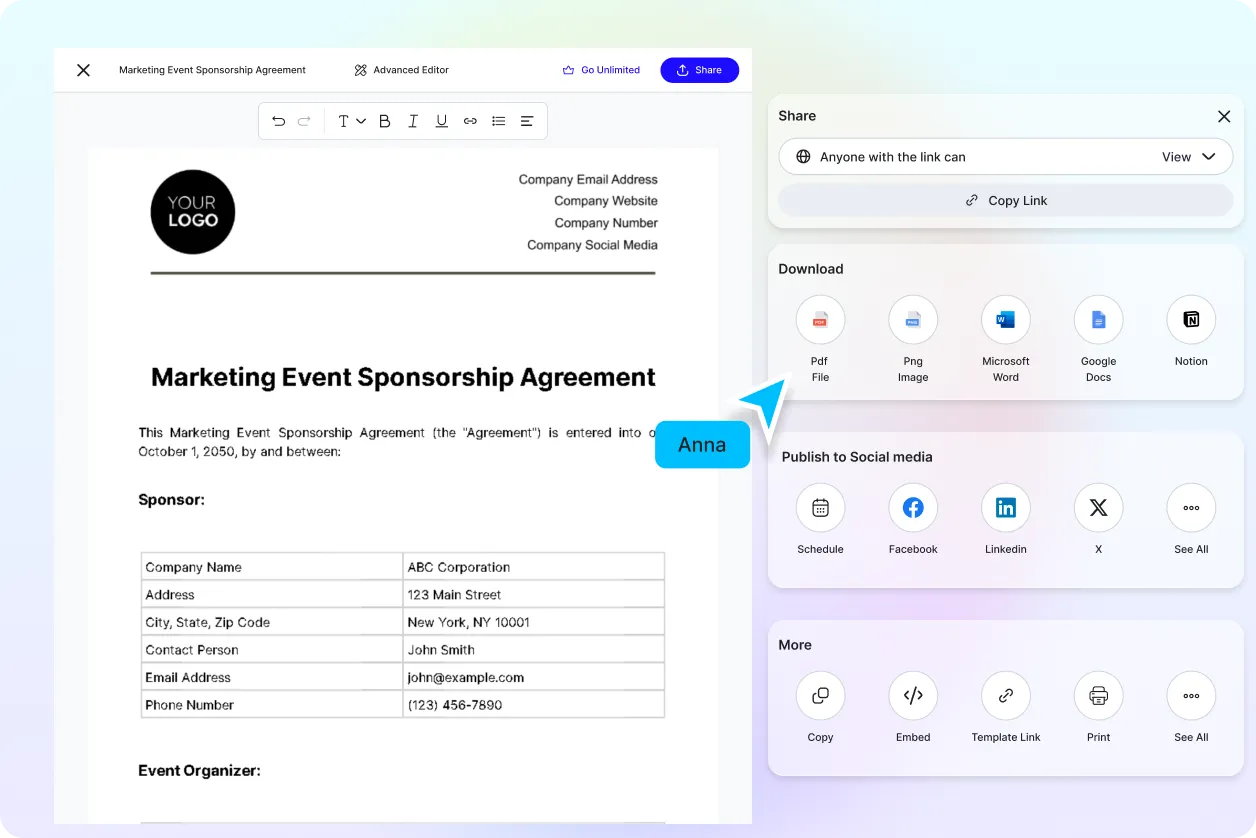 Free AI Sponsorship Agreement Generator, Free Sponsorship Contract Maker Online